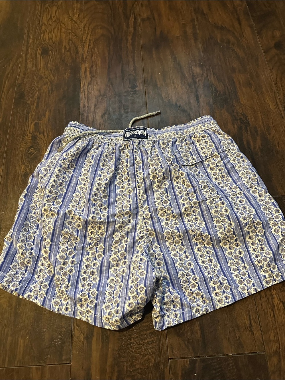 Vilebrequin Blue Floral Stripe Athletic Shorts